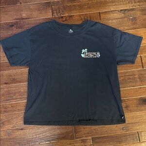 Rip Curl Black Tee with Small Tropical Hawaii Graphic